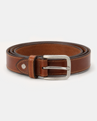 Como Italian Leather Belt | Tan | Thin | Matte Silver