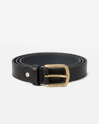 Como Classic Leather Belt | Black | Thin | Gold