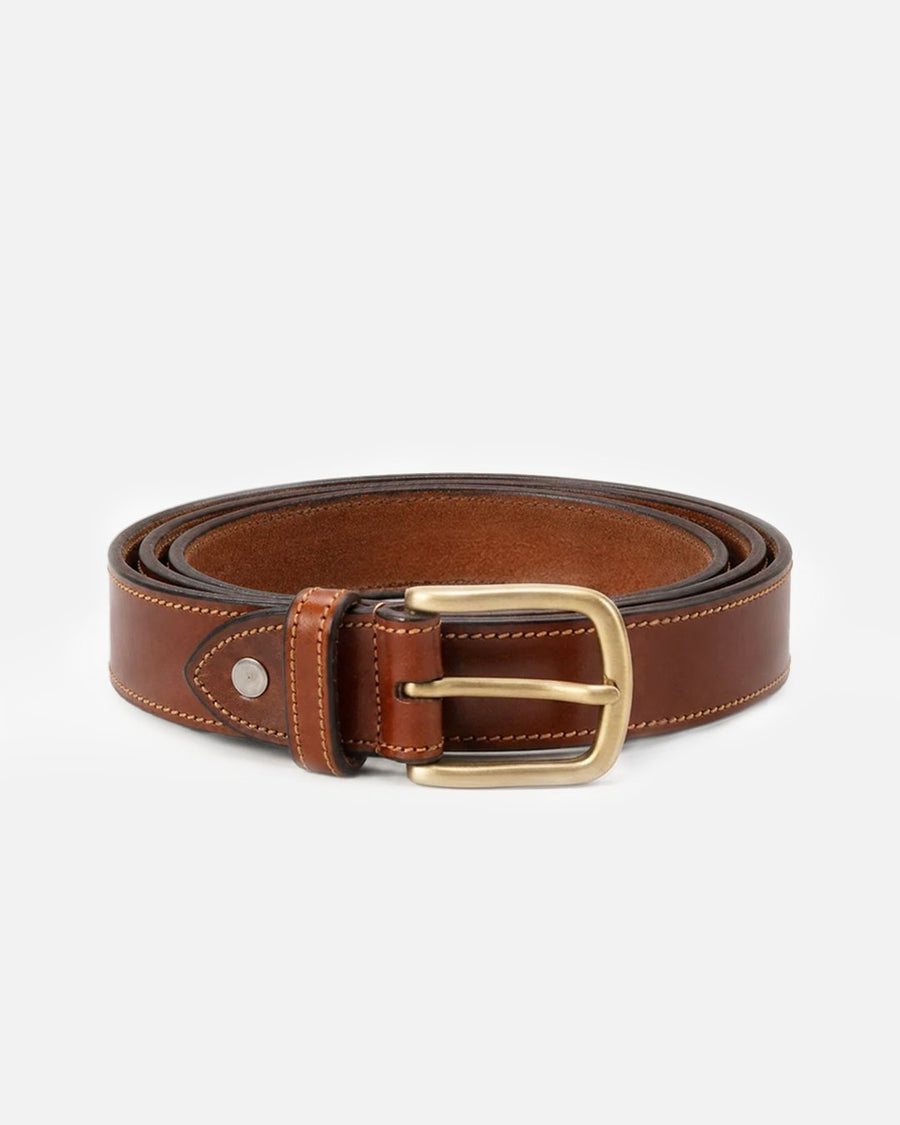 Como Italian Leather Belt | Tan | Thin | Gold