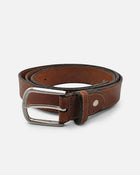 Como Italian Leather Belt | Tan | Wide | Matte Silver